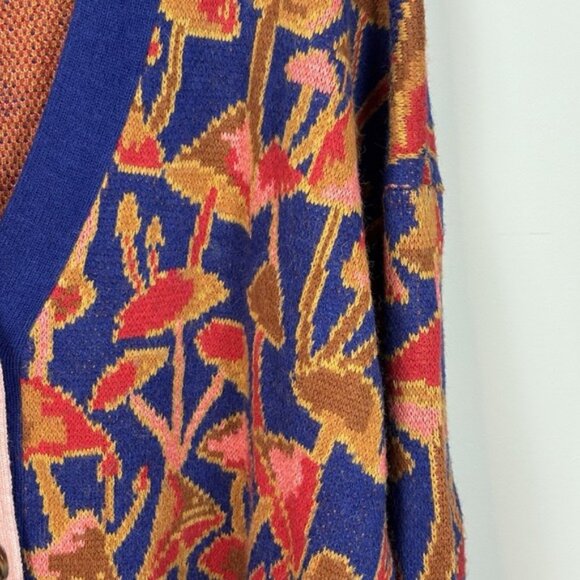 Farm Rio Mixed mushroom Equstian Horse Slouchy Wool Blend Cardigan Women's MED - Picture 3 of 7